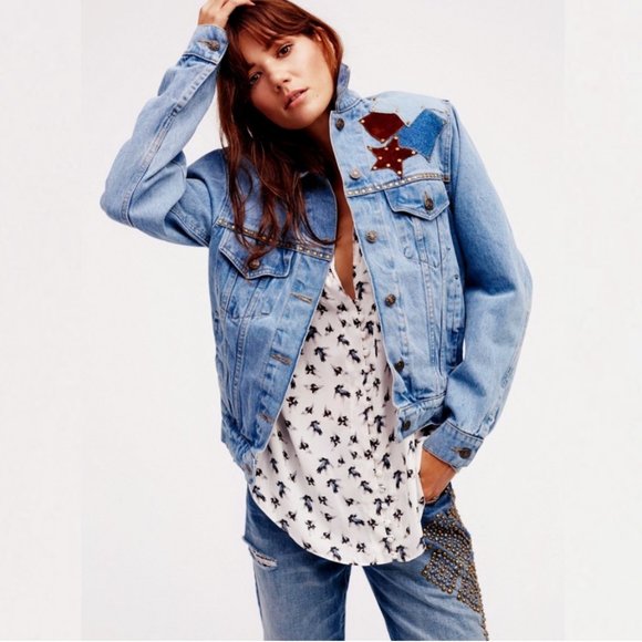 Free People x Understated Leather Lone Star Blue Denim Jacket - Picture 3 of 15